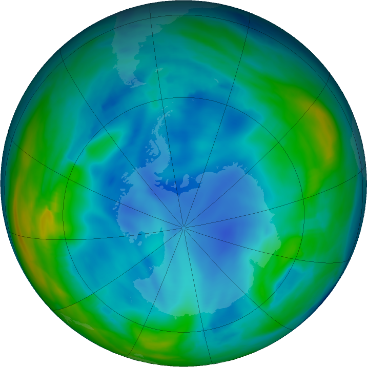 Antarctic ozone map for 18 June 2023